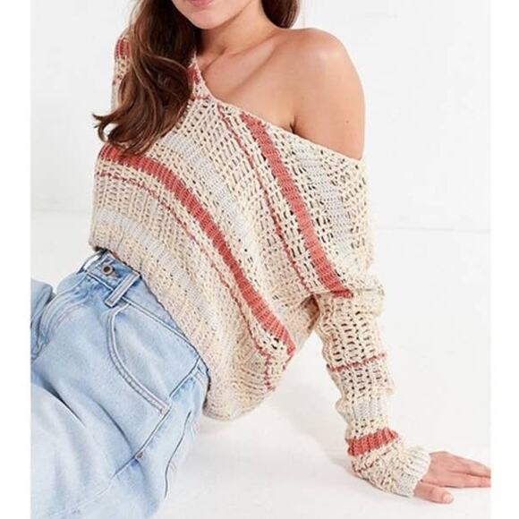 Urban Outfitters UO Sasha Striped Cropped Crochet Sweater Size Small - Picture 10 of 11